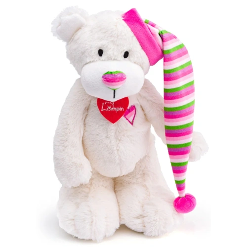 Детска играчка Бяло мече със шарена шапка Теодор 35 см PAT68938