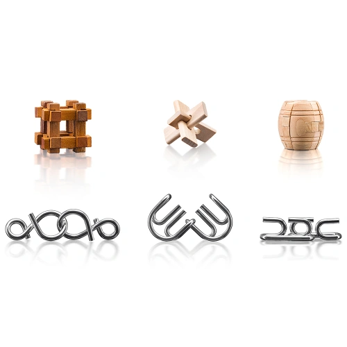 Сет детски дървени и метални пъзели-главоблъсканици 6 броя PAT69143