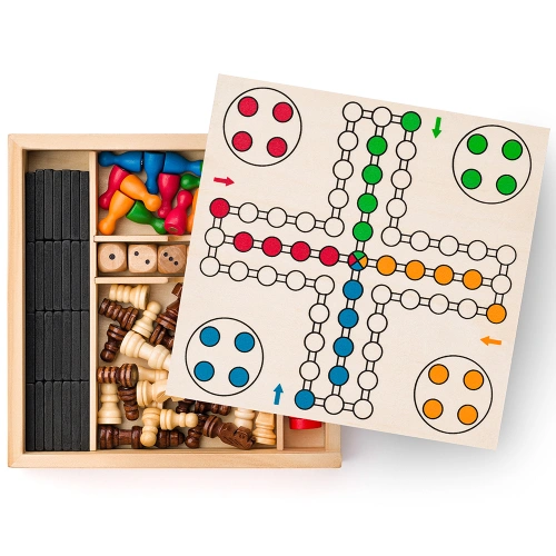 Магнитни игри Шах, дама, домино,не се сърди човече и 6 зарче PAT69144