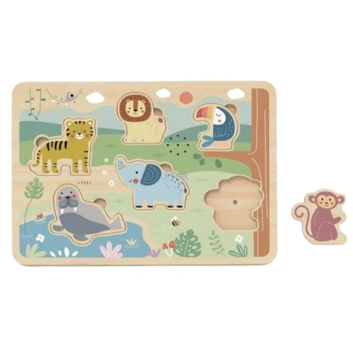 Детски дървен пъзел със звуци Животни PAT69176