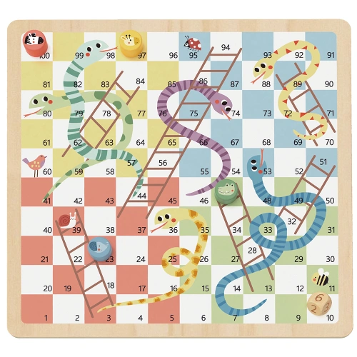 Детски дървени игри Не се сърди човече и Змии и стълби 2 в 1 PAT69192