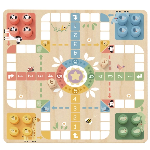 Детски дървени игри Не се сърди човече и Змии и стълби 2 в 1 PAT69192