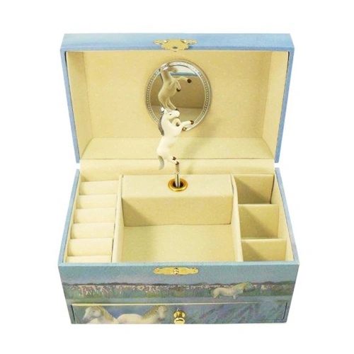 Голяма музикална кутия с чекмедже Бели коне светеща в тъмно PAT69208