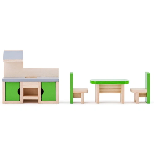 Дървена къща за детски кукли с обзавеждане Изабел PAT69214