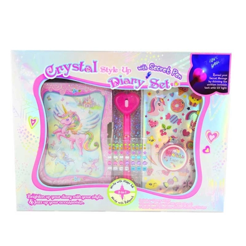 Сет дневник, UV химикалка с мастило, стикери, камъчета PAT69278