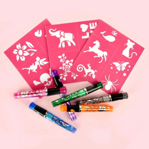 Детски сет от гел химикалки и шаблони за блестящи татуировки PAT69281