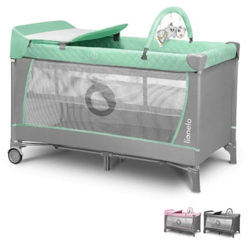 Бебешка кошара на две нива за спане и игра Flower Turquoise PAT69316