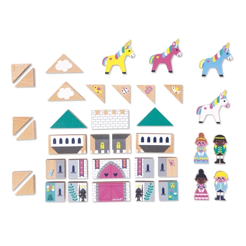 Дървен детски конструктор Омагьосаното кралство 37 части PAT69934