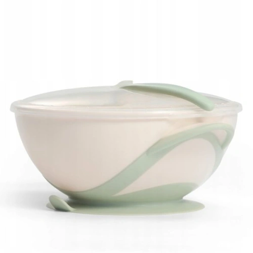 Комплект зелена бебешка купа с капак и лъжичка Suction Bowl PAT70954