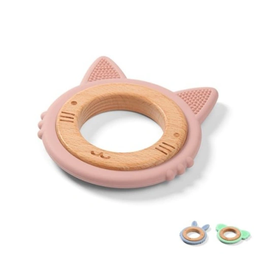 Дървено-силиконова бебешка гризалка Kitten PAT70968