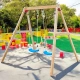 Детска двойна дървена люлка за градина 225x200x201 см  - 4
