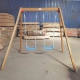 Детска двойна дървена люлка за градина 225x200x201 см  - 5