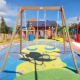 Детска двойна дървена люлка за градина 225x200x201 см  - 6