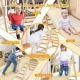 Детски дървен триъгълник 4в1 Люлка, пързалка, катерушка  - 15