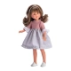 Детска кукла Силия с карирана рокля в сиво-бяло и розово  - 1