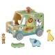 Бебешка образователна играчка Дървен джип-сортер с животни  - 1