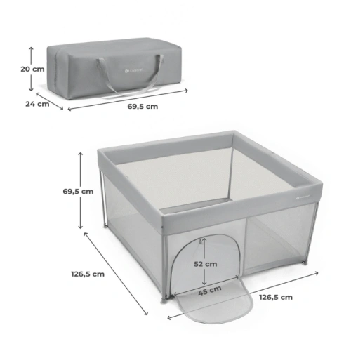 Бебешка кошара за игра със страничен вход с цип Ziki Grey PAT72370