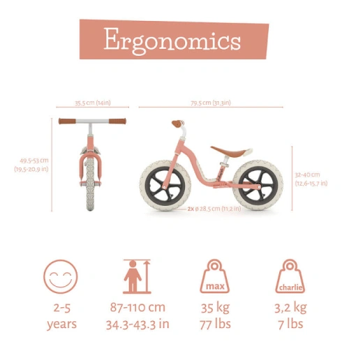 Детско колело за баланс с Eva гуми Charlie Lux Salmon PAT72422