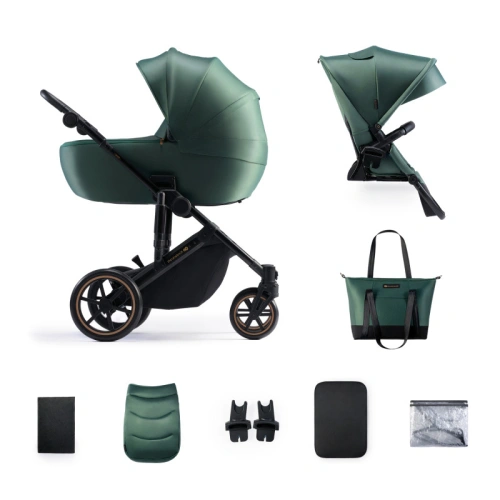 Зелена комбинирана бебешка количка 2в1 Prime 2 Dark Green PAT72454