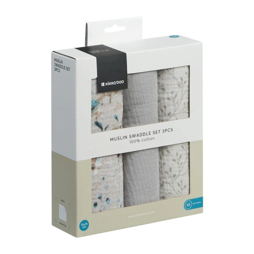 Сет 3 бр муселинови пелени 75х75 см Dreamy Fields Grey PAT72528