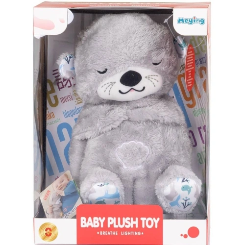Детска дишаща плюшена играчка с музика и светина сива Видра PAT72955