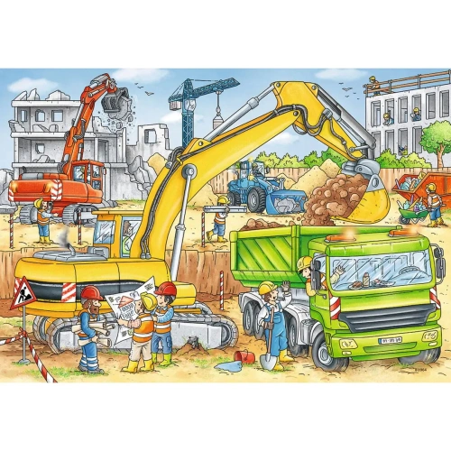 Детски занимателен пъзел 2x24 ел. Строителни машини в Бауст PAT72983