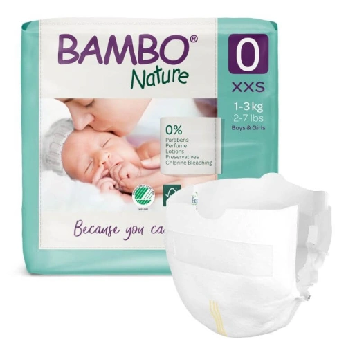 Бебешки еко пелени Bambo Nature, размер 0, XXS, 1-3кг, 24 бр PAT73226