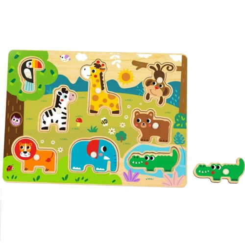 Детски дървен пъзел с дръжки Диви животни PAT73269