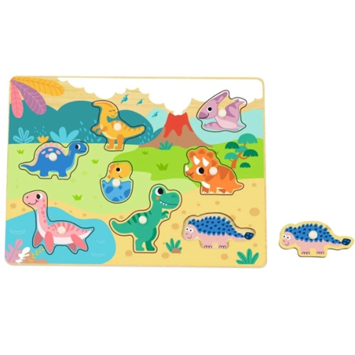 Детски дървен пъзел с дръжки Динозаври PAT73270