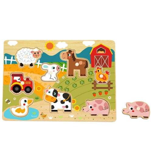 Детски дървен пъзел с дръжки Животните във фермата PAT73271