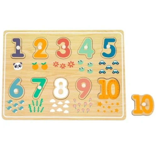 Детски дървен пъзел с дръжки Цифрите от 1 до 10 PAT73272
