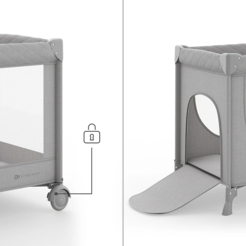 Сива сгъваема бебешка кошара на 2 нива Leody Up Grey PAT74321