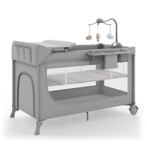 Сгъваема бебешка кошара на 2 нива с аксесоари Leody Up Grey PAT74323