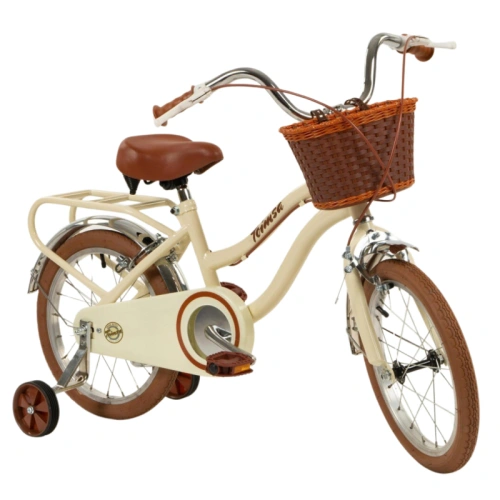 Бежов детски велосипед с кошница за багаж 16