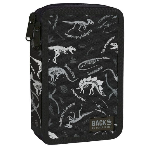 Черен пълен детски несесер с 2 ципа DW 114 Black Dinosaurs  PAT77893