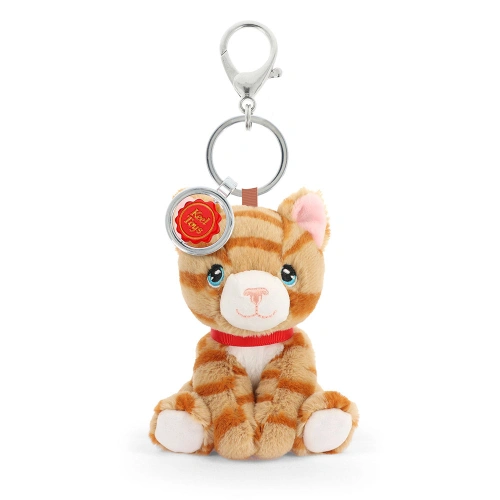 Детска плюшена играчка с клипс за раница Рижаво коте 12 см. PAT80925
