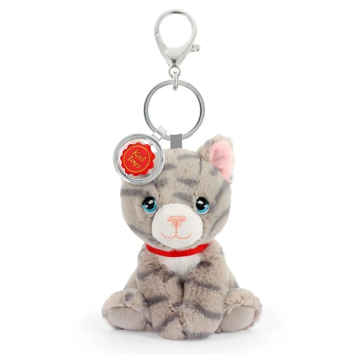 Детска плюшена играчка с клипс за раница Сиво коте 12 см. PAT80926