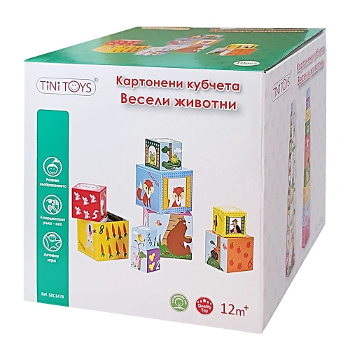 Бебешки картонени кубчета Весели животни на български език PAT81238