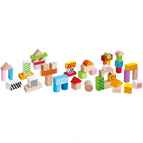 Детски цветни блокчета за строене Eichhorn 50 броя, от дърво | P49485