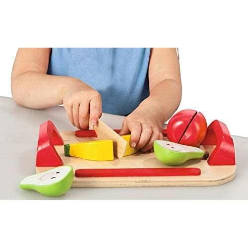 Детска дъска за рязане Eichhorn с комплект плодове, от дърво | P49520
