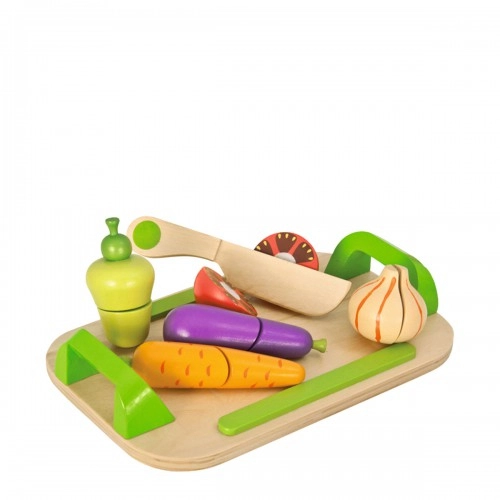 Детска дъска за рязане Eichhorn с комплект зеленчуци, от дърво | P49521