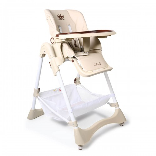 Детски стол за хранене Moni CHOCOLATE с кожена седалка | P50814