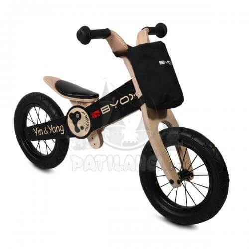 Дървен балансиращ велосипед Yin & Yang черен | P50824