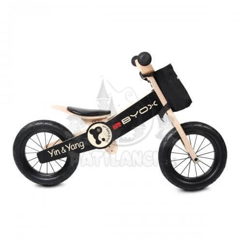 Дървен балансиращ велосипед Yin & Yang черен | P50824