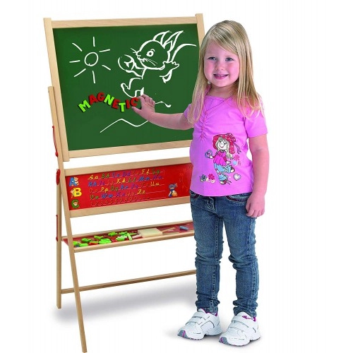 Детска магнитна дъска Eichhorn с дървена стойка и магнитни букви | P52083