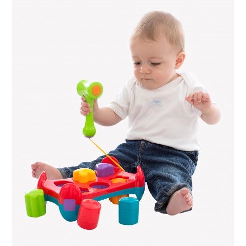 Детска играчка Playgro Shape Sorting Tray табла с форми и чукче | P52739