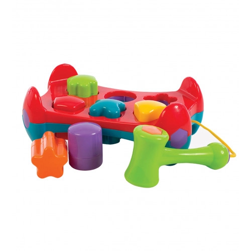 Детска играчка Playgro Shape Sorting Tray табла с форми и чукче | P52739