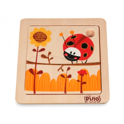 Детски дървен мини пъзел PINO Mini puzzle Ladybug Калинка | P59430