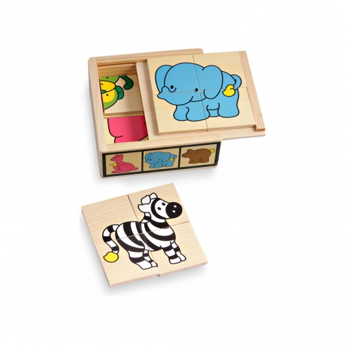 Детски дървен пъзел PINO Puzzle Wild Animals 6х4 елемента | P59438