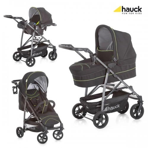 Бебешка комбинирана количка Hauck Rapid 4 Plus 3 в 1 Caviar Neon | P44367